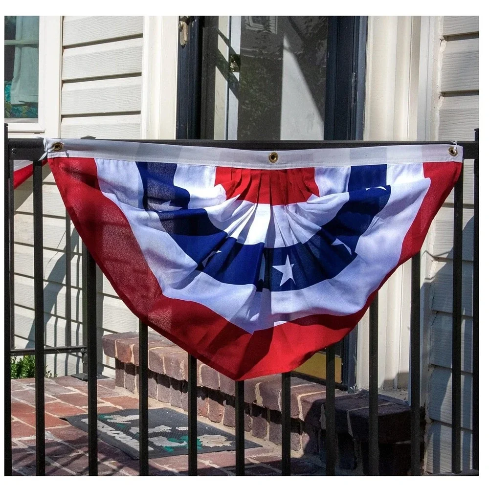 Valley Forge American Fan Flag 1.5' x 3' Sentinel Stars & Stripes Bunting Brass